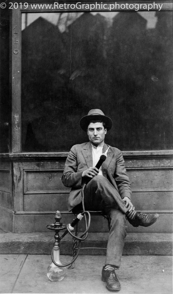 HOOKAH Shisha Smoking Man, Turkey 1930s Vintage Photograph Reprint