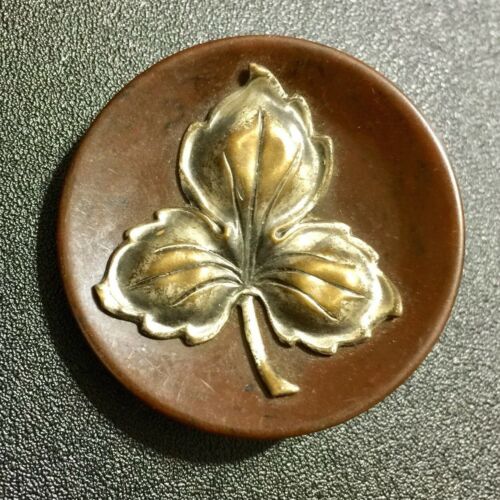 Victorian Antique Bakelite and Brass 3-Leaf Medallion Center Button