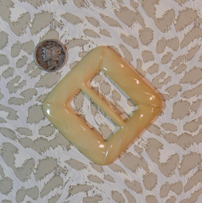 Vintage CELLULOID Press Molded BUCKLE Creamy Ivory-colored ART DECO Delicate