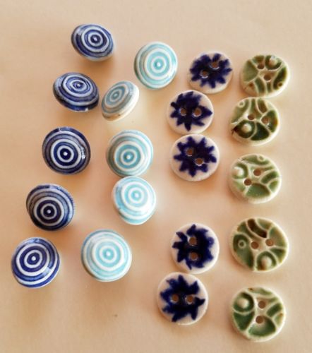 Vtg 90's hand made Ceramic Button lot of 20