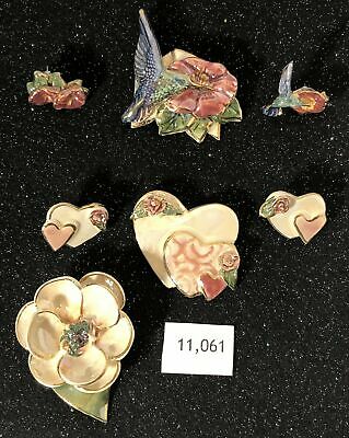 Handcrafted Ceramic Bird, Flowers and Nature Brooch/ Pins ~ Free Shipping