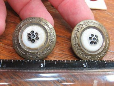 Rare Old Porcelain Floral Flower Ceramic Button 2 buttons  (19B1)