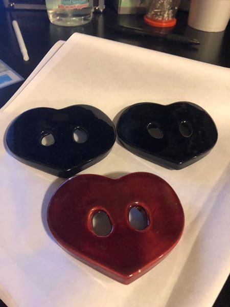 Ceramic Hearts for scarves - set of 3