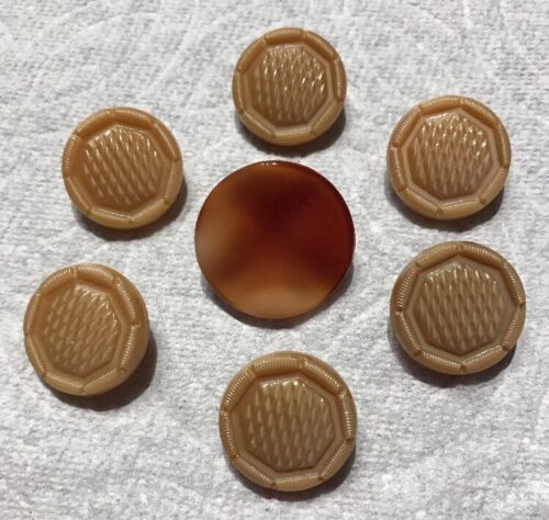 Vintage Tan & Brown Glass Buttons Button lot DD-35