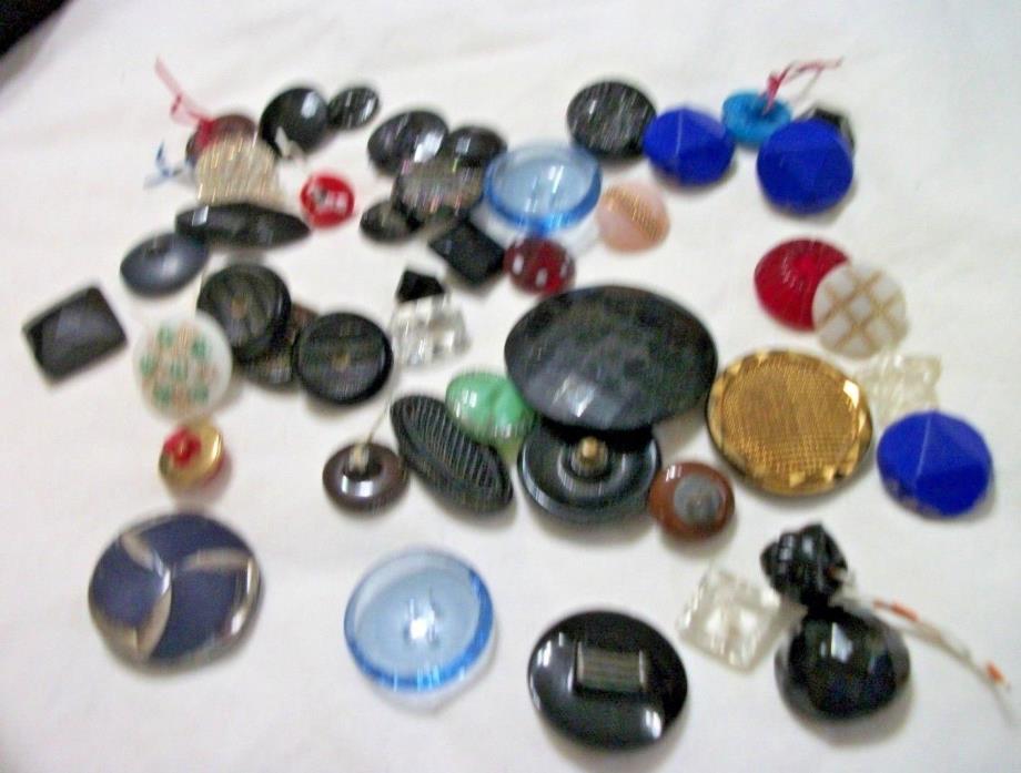 LOT OF VINTAGE ALL GLASS BUTTONS  MIXED COLOR,SIZES AND SHAPES