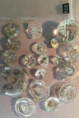 vintage clear glass buttons, Some Matching. (903)