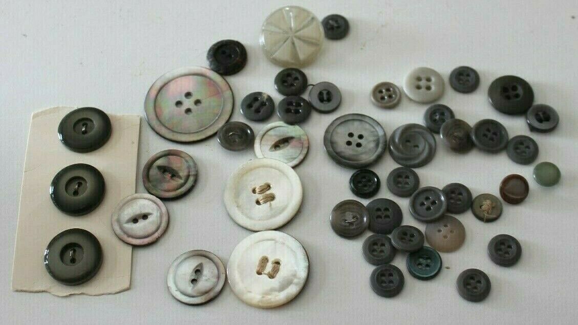 Lot Vintage Gray Glass Buttons  Inv. #127