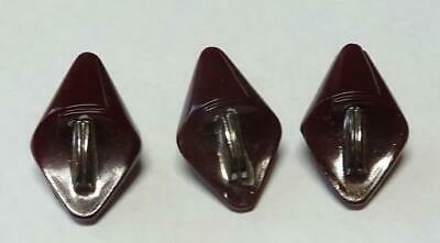 Set of 3 small vintage brown glass buttons with silver, art deco