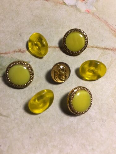 Vintage Elegant Yellow & Gold Glass Buttons lot 50-51