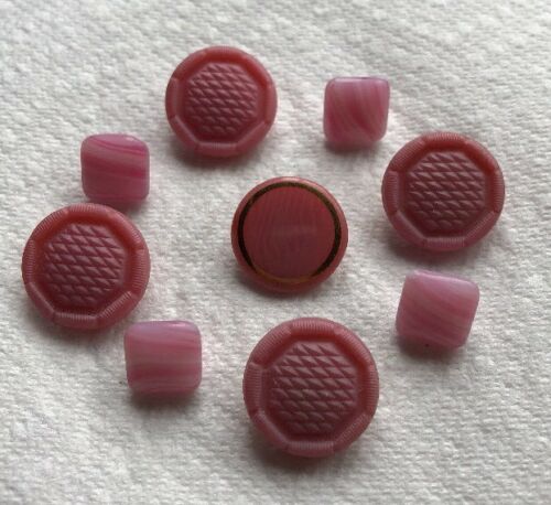 Vintage Pink Glass Buttons 1/2