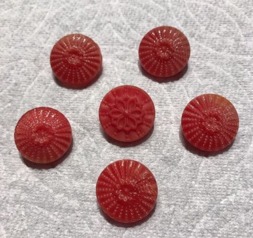 6 Vintage Glass Buttons 3/4