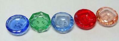Group of 5 colorful vintage transparent glass buttons