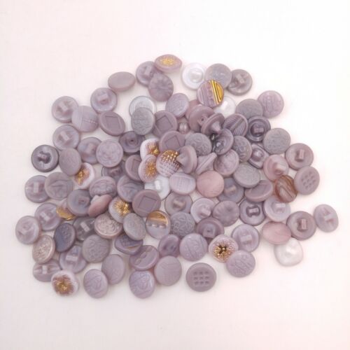 Mixed Lot of 100+ Purple Lavender Vintage Glass Buttons