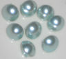 #946a Vintage Glass Buttons Aqua Self Shank Shabby Pearl OLD Opalescent Doll