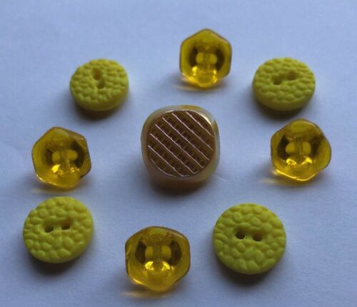 Vintage Yellow  Glass Buttons 1/2