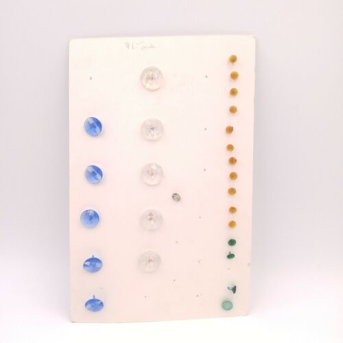 Mixed Lot of 26 Vintage Glass Buttons - Clear Blue Green Orange Pattern Textured