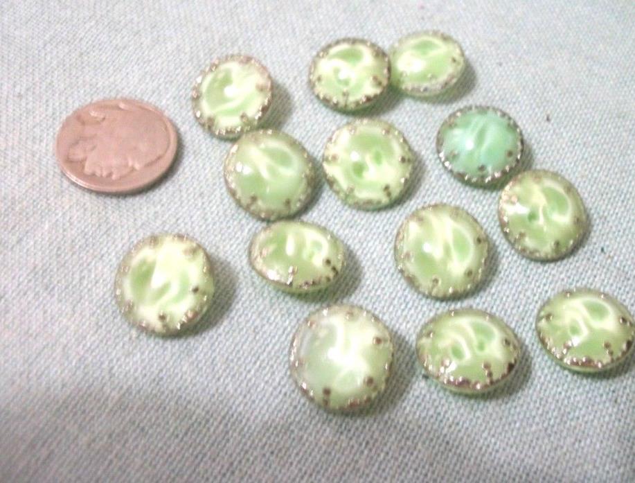 VINTAGE BUTTONS UNUSED LIME GREEN MOON GLO BUTTONS 5/8 INCH