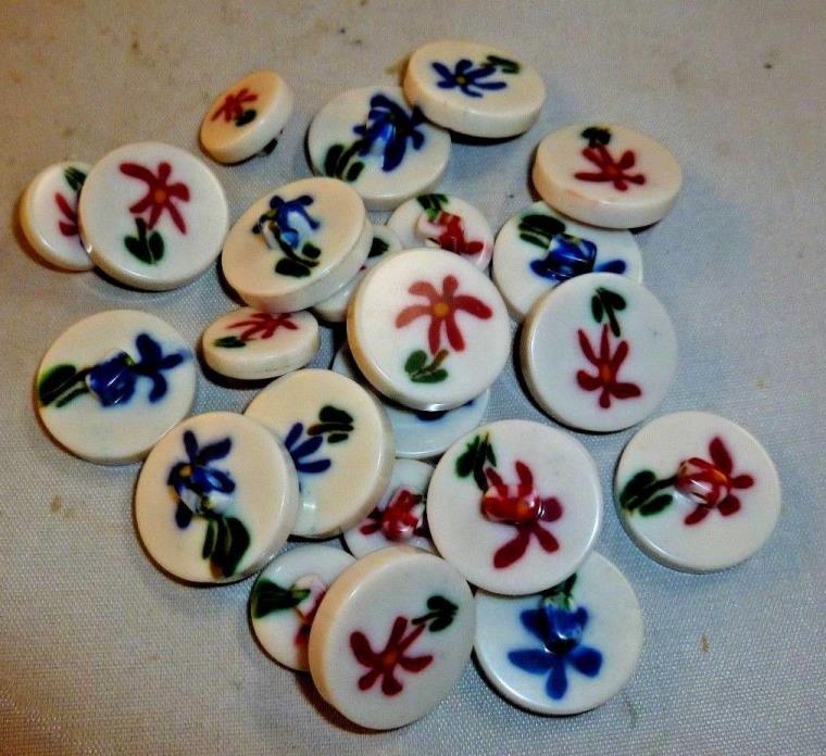 Vintage Grouping  of 24 Cane Glass Buttons  Two Sizes