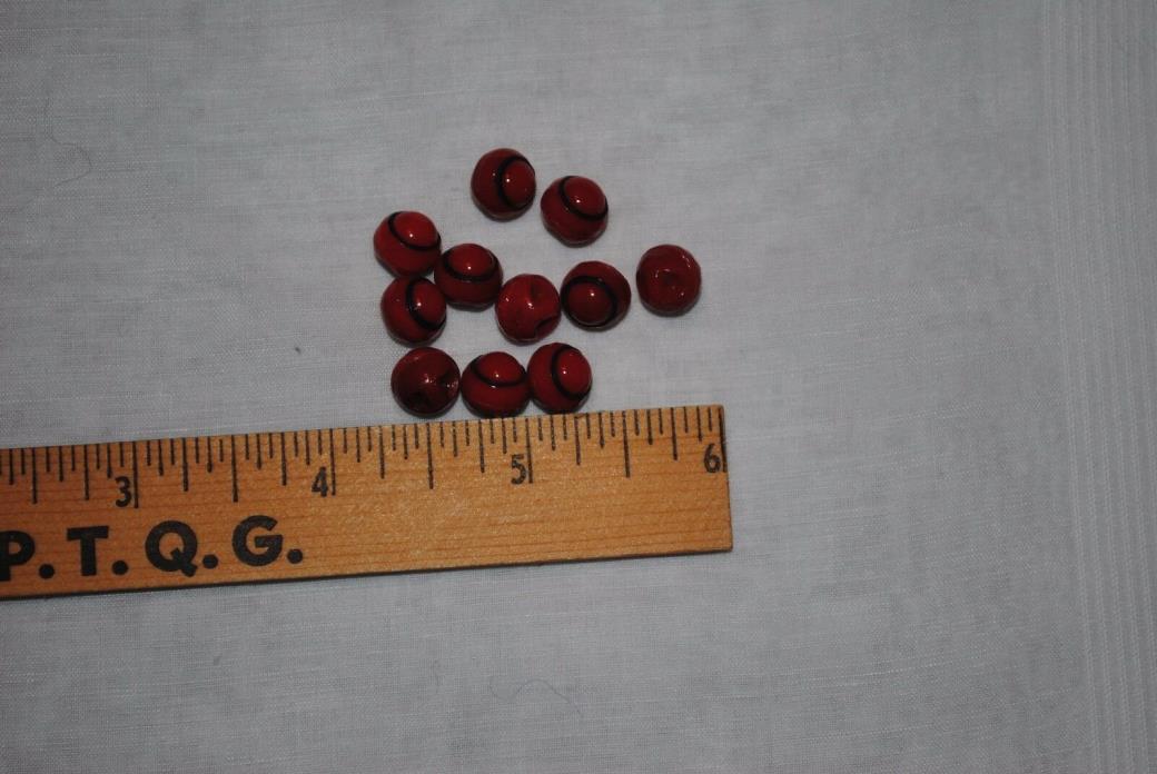 11 Vintage molded glass buttons, red 