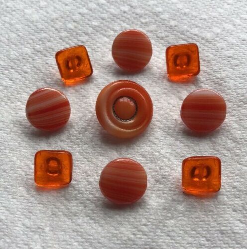 Vintage Orange Slag Glass Buttons 3/8