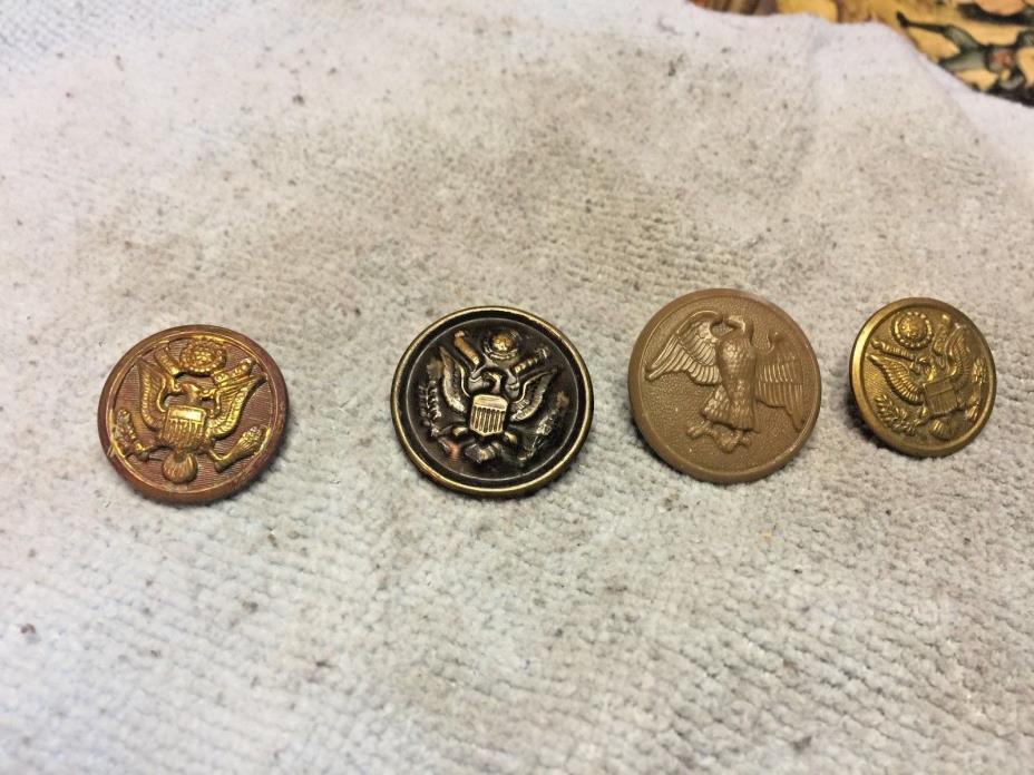 4 Vintage American Eagle Military Metal Button Mixed Lot