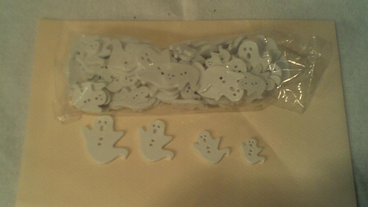 HALLOWEEN BUTTONS,  3 DIFFERENT SIZES OF GHOST,  3.5 OZ   ALL FLATBACKS