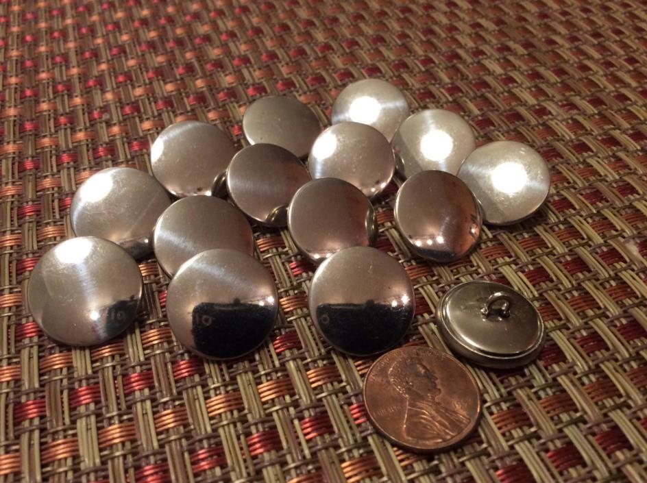 15 Vintage silver tone metal shank buttons (Re:IS-272)