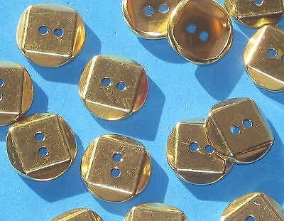 Set 14 SQUARE Top Vintage New Gold Tone Metal Hollow back buttons 3/4