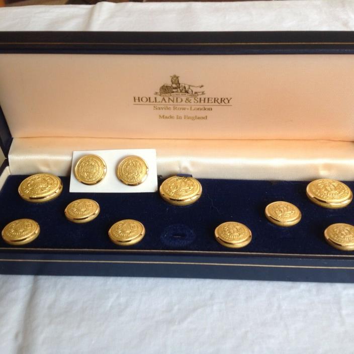 Holland & Sherry Carpe Diem Gilt Blazer Button Set of 11 Solid Brass England