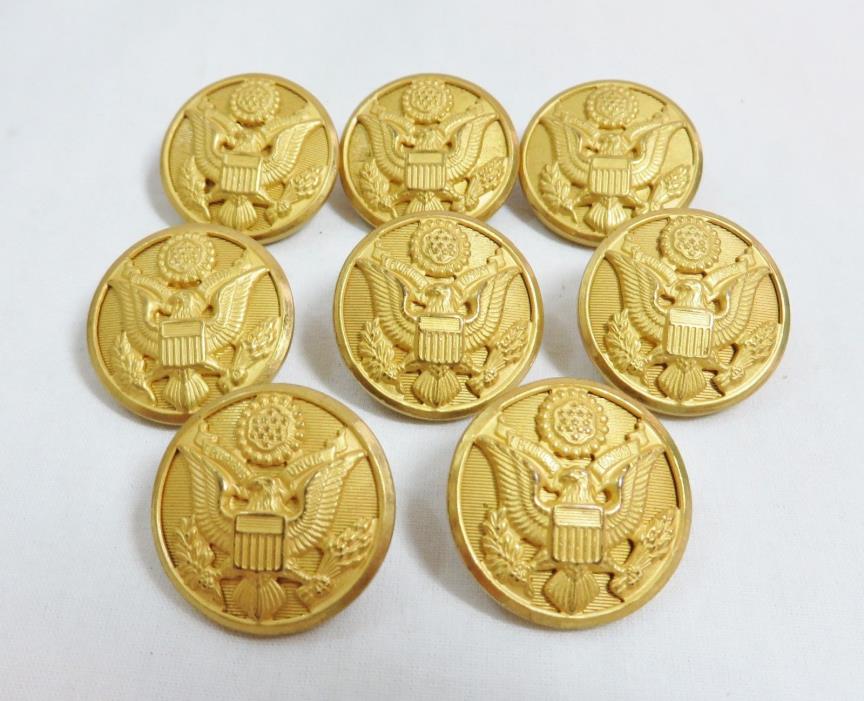 VINTAGE LOT EAGLE BUTTONS GOLD TONE METAL SHANK LOT 8