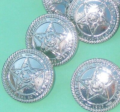 STAR of Oklahoma Set 11 Vintage New Silver METAL Buttons 7/8