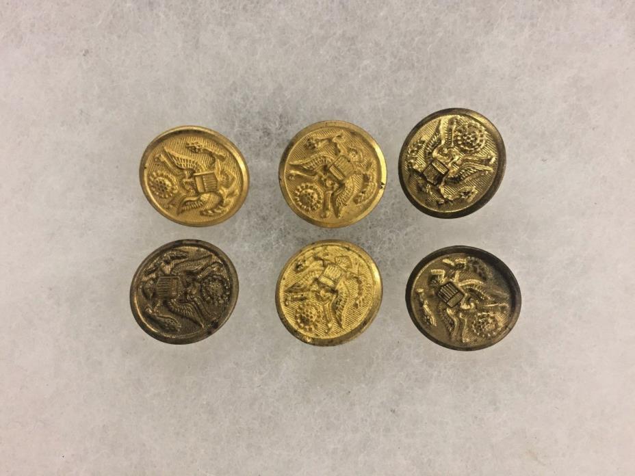 Set Of 6 Waterbury Eagle US Seal Military Uniform Buttons 5/8