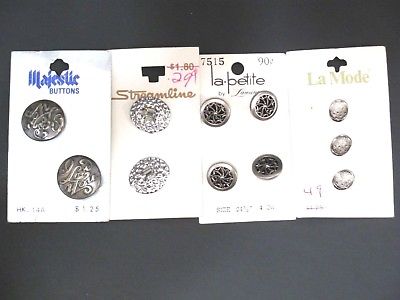 Vintage Metal Button Lot NEW on Cards Glass Rhinestone,