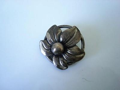 Vintage Silver Color Metal Flower Button 1 x 1 1/8 In.