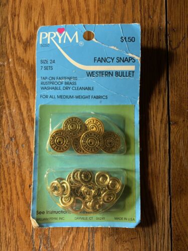 Prym Western bullet buttons Size 24 brass vintage 7 Sets Country Western Shirt
