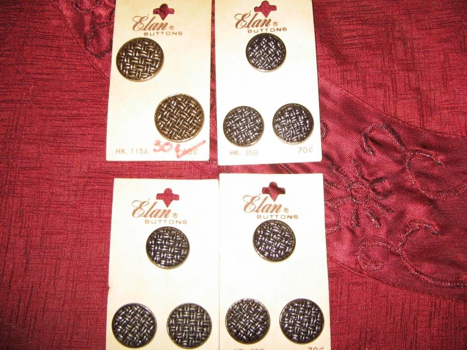 Vintage Buttons METAL ELAN LOT OF 11 - 3 CARDS OF 3 - 3/4 1 card of 7/8 inch NOS
