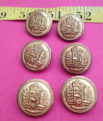 Six Gold Metal David N. Vintage Buttons with Crest