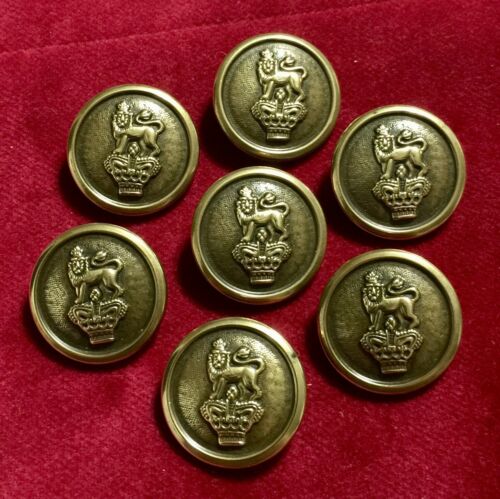 Royal Marines Gold Tone Metal Buttons Lion On Crown Lot of 7
