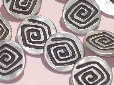 FUNKY Set 12 SPIRAL Vintage New SILVER METAL Buttons 13/16