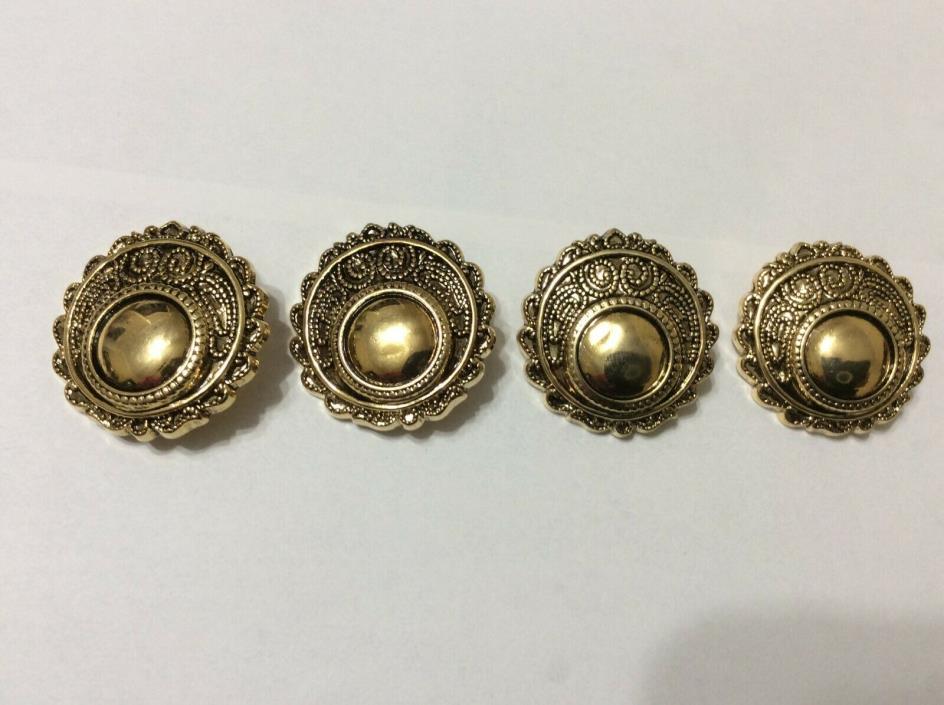 A Lot of 4 Large Golden Metal Buttons Vintage