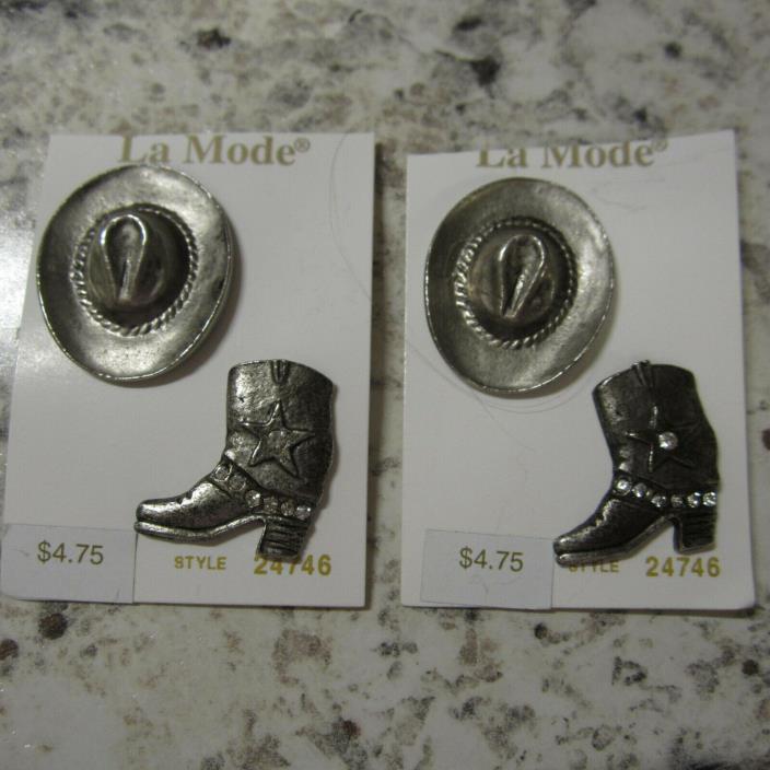 La Mode Metal Buttons, 2 Cowboy Hat , 2 Cowboy Boots with rhinestones