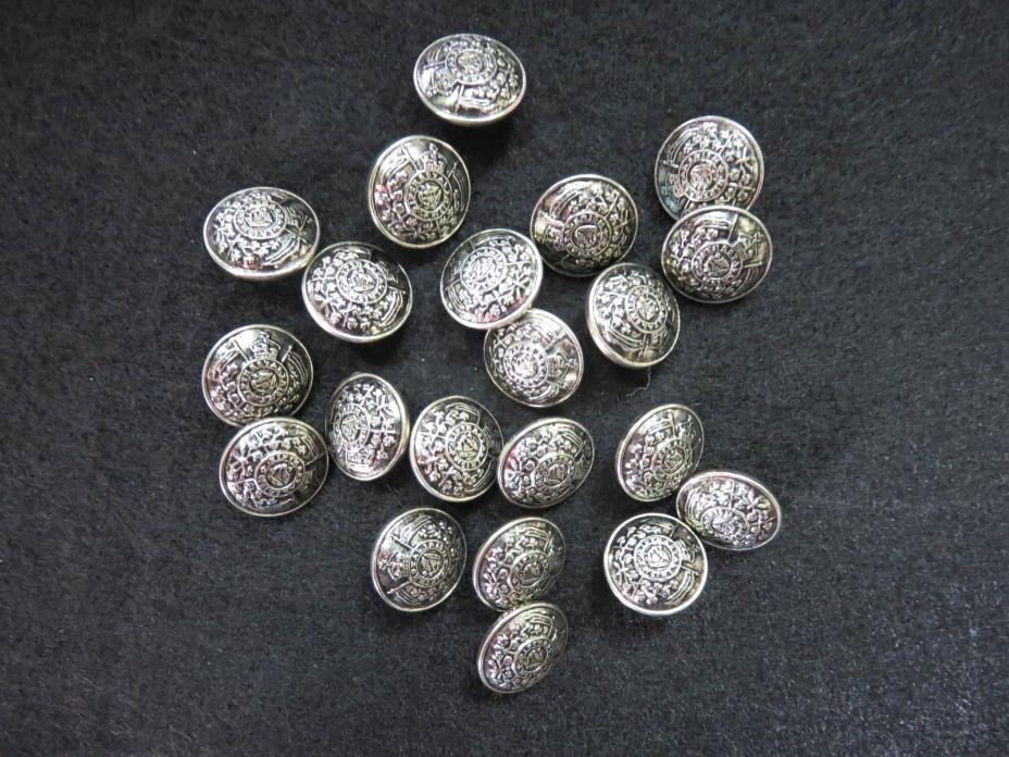 31 Vintage Silver-tone Brass Buttons. Pewter Antiqued Preppy. Great for Sweaters