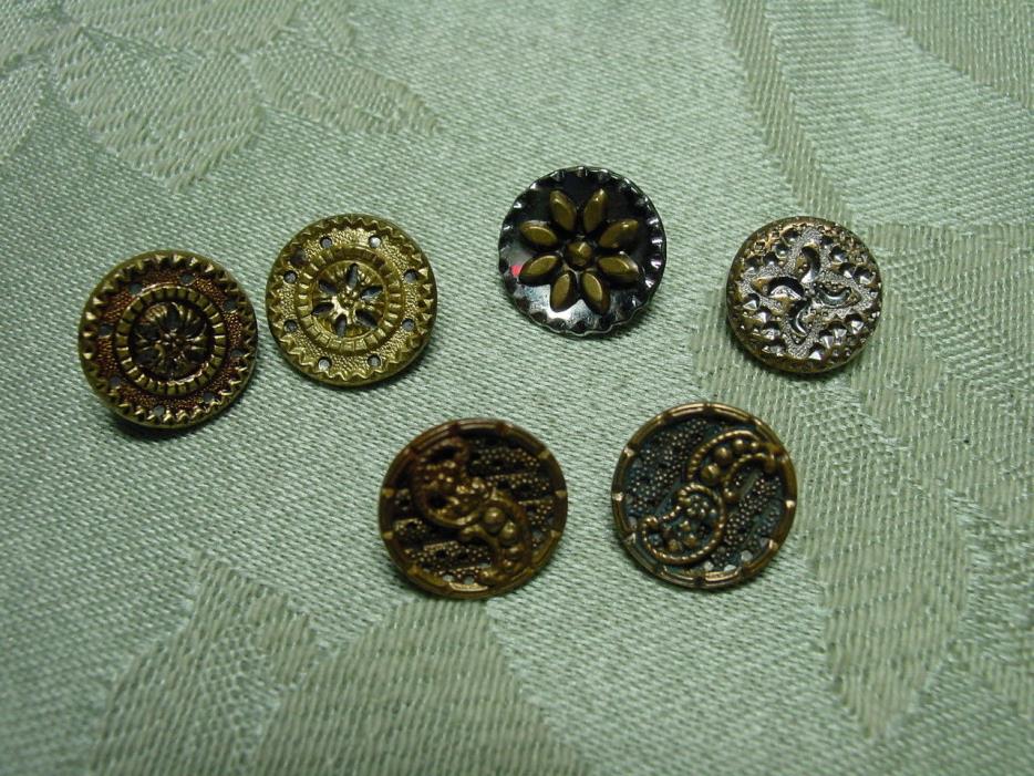 Vintage Metal Twinkle Button Lot - 6 Total All 5/8 Inch