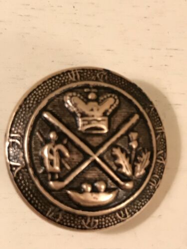 Vintage Brass Button Crown Greek Symbols