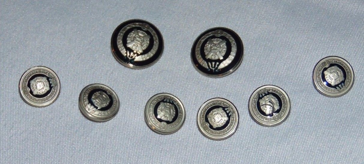 Set of 8 Silvertone & Blue SCOTTISH HIGHLANDS Sewing Buttons from Tommy Hilfiger