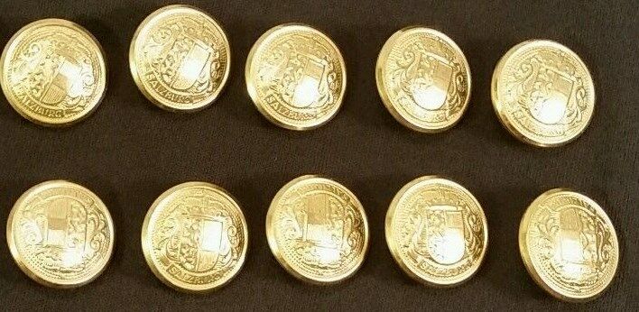 Waterbury Metal Buttons Lot of 10 Salzburg Heraldic Crest Gold Color 81290 NEW