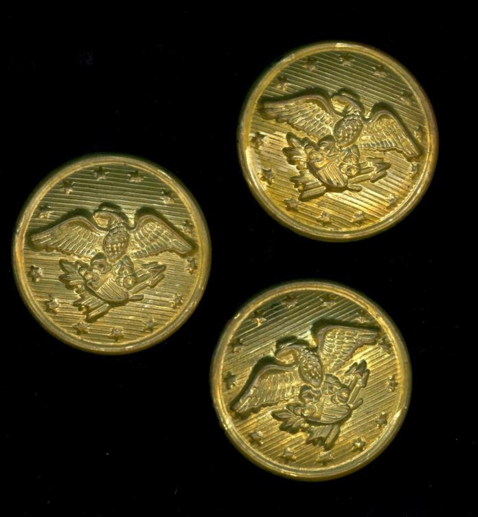 3 Eagle Lined Background Star Shield Arrow Matching Metal Vintage Button Lot M12
