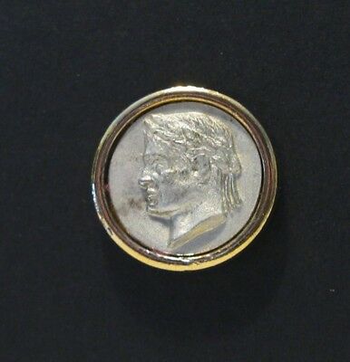 Medium Button Glass and Metal Roman Profile Signed Kenneth Lane