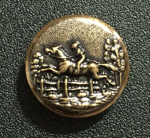 Vintage Brass Button Jumping Horse Equestrian