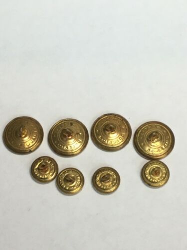 Vintage Lot Of 8 Superior Quality Gold Color Uniform Buttons